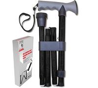 Dr. Bone's Therapeutics ® Easy Folding Walking Stick - Gel Handle Height Adjustable Comfort Grip Collapsible Folding Cane for Men & Women Adjustable Length Lightweight Walking Sticks - Black