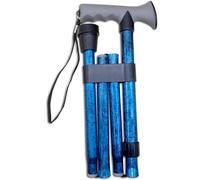 Dr. Bone's Therapeutics ® Easy Folding Walking Stick - Gel Handle Height Adjustable Comfort Grip Collapsible Folding Cane for Men & Women Adjustable Length Lightweight Walking Sticks - Blue