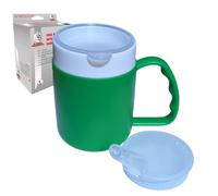 DR. BONE'S THERAPEUTICS ® Mug with Internal Cone BlackBerry with Spouted Lid with Small Opening, Drinking aid, Thermo Mug, Feeding Cup 140 ml (Green 2 Lids)