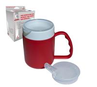 DR. BONE'S THERAPEUTICS ® Mug with Internal Cone BlackBerry with Spouted Lid with Small Opening, Drinking aid, Thermo Mug, Feeding Cup 140 ml (Red 2 Lids)