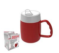 Dr. Bone's Therapeutics ® Mug with Internal Cone with Spouted Lid with Small Opening, Spill-Proof, Drinking aid, Thermo Mug, Feeding Cup Drinking Aid Adult Drinking Cup Sippy Cup 140 ml (Red)