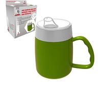 Dr. Bone's Therapeutics ® Mug with Internal Cone with Spouted Lid with Small Opening, Spill-Proof, Drinking aid, Thermo Mug, Feeding Cup Drinking Aid Adult Drinking Cup Sippy Cup 140 ml (Green)