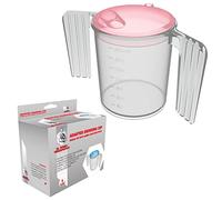 Dr. Bone's ® Two Handled Adapted Drinking Cup with blue lid (Blue) Plastic Feeding Cup with Wide SPOUT Adult Feeder Beaker Disability Drinking AIDS Feeder Cup with Handle - Pink Lid