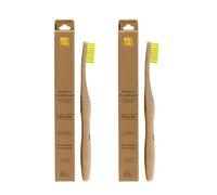 Bamboo Toothbrush Yellow x 2 Duo Pack Dr. Botanicals White One Size