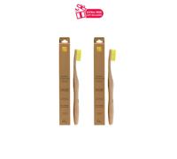 Dr. Botanicals Women's Bamboo Toothbrush Yellow x 2 Duo Pack in White Dr. Botanicals White