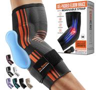 DR. BRACE® Elbow Brace Support, Breathable Elbow Compression Sleeve with Gel Pad for Golfers, Tennis Elbow and Tendonitis and Pain Relief 2024 (Gray-Orange, Medium)