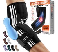 DR. BRACE® Elbow Brace Support, Breathable Elbow Compression Sleeve with Gel Pad for Golfers, Tennis Elbow and Tendonitis and Pain Relief 2024 (Black and White, Large)