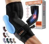 DR. BRACE Elite Elbow Brace Support, Breathable Elbow Compression Sleeve with Gel Padding for Golfers, Tennis Elbow, Tendonitis Treatment and Pain Relief 2025 (Black, Medium)