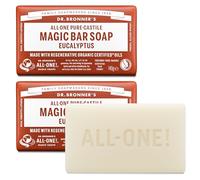 Dr Bronner's 3-in-1 Eucalyptus Pure Castile Bar Soap, Made with Organic Oils and No Synthetic Preservatives. Used for Face, Body and Hair, Certified Fair Trade & Vegan Friendly, 140g Bar