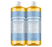 Dr. Bronner's Magic Soaps Pure-Castile Soap, 18-in-1 Hemp Unscented Baby Mild, 32-Ounce Bottles (Pack of 2)