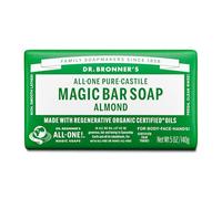 Dr Bronners Organic Almond Soap Bar 140g | Plant Based Formula, Cooling Rinse, Body Care for Men and Women, Post Workout, Face Wash, Hand Wash, Organic Oils, Gym Use