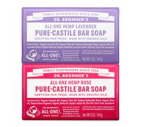 Dr. Bronner's - Pure-Castile Bar Soap (2-Pack Bundle Rose & Lavender) - Made with Organic Oils For Face Body and Hair Gentle and Moisturizing Bi