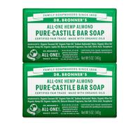 Dr. Bronner's - Pure-Castile Bar Soap (Almond 5 ounce 2-Pack) - Made with Organic Oils For Face Body and Hair Gentle and Moisturizing Biodegrad