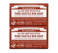 Dr. Bronner's - Pure-Castile Bar Soap (Eucalyptus 5 ounce 2-Pack) - Made with Organic Oils For Face Body and Hair Gentle and Moisturizing B