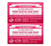 Dr. Bronner's - Pure-Castile Bar Soap (Rose 5 ounce 2-Pack) - Made with Organic Oils For Face Body and Hair Gentle and Moisturizing Biodegr