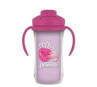 Dr. Brown’s Milestones Insulated Sippy Cup with Straw and Handles, Spill-Proof Tumbler with Lid, Pink Strawberries, 10 oz/300 mL, BPA Free, 12m+