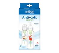 Dr. Brown’s Natural Flow® Anti-Colic Options+™ Narrow Baby Bottle 250ml Twin Pack - Lion/Fox Design