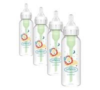 Dr. Brown’s Natural Flow Anti-Colic Options+ Narrow Baby Bottle, 8oz/250ml, with Level 1 Slow Flow Teat, 4-Pack, Lion