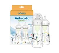 Dr. Brown?s Natural Flow Anti-Colic Options+ Wide-Neck Baby Bottle Designer Edition Bottles, Dinosaur Decos, 9oz/270ml, Level 1 Teat, 2-Pack, 0m+