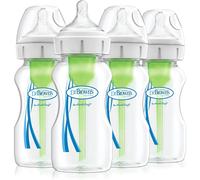 Dr Brown's Natural Flow Anti-Colic Options+ Wide-Neck Baby Bottle, 9oz/270 ml, with Level 1 Teat, Pack of 4