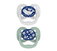 Dr. Brown's Advantage Glow-in-The-Dark Baby Pacifier, Fully Symmetrical Soother with Soft Silicone Bulb, 0-6m, BPA Free, Blue Ocean, 2 Pack (Style May Vary)