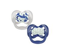 Dr Brown's Natural Flow Advantage Glow in the Dark Soother, Stage 1 (0-6 months) Blue, 2 pack