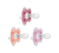 Dr. Brown's Advantage One-Piece Silicone Baby Pacifier, Fully Symmetrical Soother, Coral/Light Pink/Pink, 6-18m, BPA Free, 3 Pack