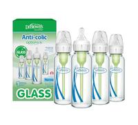 Dr. Brown's Anti-Colic Options+ Narrow Glass Baby Bottle with Level 1 Slow Flow Nipple, BPA-Free, 8 oz/250 mL, 4-Pack