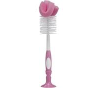 Dr. Brown's Baby Bottle Brush, Pink | Sponge and bristle cleaning brush, thoroughly clean bottles and baby items, nipple cleaner and suction cup base