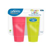 Dr. Brown's Cheers 360 Spoutless Training Cup, 9m+, 10 Ounce, Pink/Turquoise, 2 Count