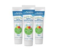 Dr. Brown's Fluoride Free Baby Toothpaste Safe Up to Swallow Apple Pear 3 Pack 40g 0-3 Years