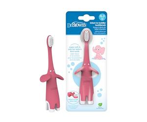 Dr Brown's Infant Elephant Toothbrush Pink | Super-soft bristles safely and gently clean baby’s first teeth and gums, helps establish good oral hygiene habits