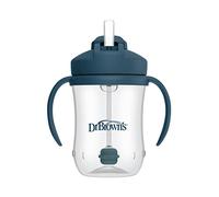 Dr. Brown's Milestones Baby's First Straw Cup, Training Cup with Weighted Straw, 9oz/270mL, Dark Blue, BPA Free, 6m+