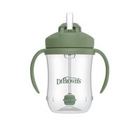 Dr. Brown's Milestones Baby's First Straw Cup, Training Cup with Weighted Straw, 9oz/270mL, Olive Green, BPA Free, 6m+