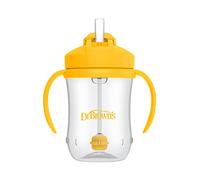 Dr. Brown's Milestones Baby's First Straw Cup, Training Cup with Weighted Straw, 9oz/270mL, Vintage Yellow, BPA Free, 6m+