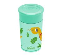 Dr. Brown's Milestones Cheers 360 Cup Spoutless Transition Cup, Travel Friendly & Leak-Free Sippy Cup, Green, Snake, 10oz/300ml