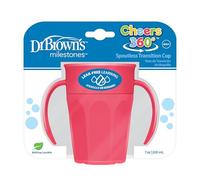 Dr. Brown's Milestones Cheers 360 Cup Spoutless Transition Cup with Handles for Easy Grip & Leak-Free Learning, Pink, 7oz/200mL, 6m+ (Colors May Vary)