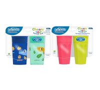 Dr. Brown's Milestones Cheers 360 Spoutless Transition Cup, Travel Friendly and Leak Free Sippy for Babies and Toddlers, Blue Animals + Green/Pink, BPA-Free, 10 oz/300 mL, 9m+, 4-Pack
