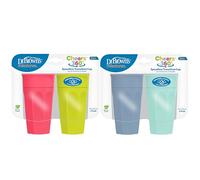 Dr. Brown's Milestones Cheers 360 Spoutless Transition Cup, Travel Friendly and Leak Free Sippy for Babies and Toddlers, Pink/Green/Blue/Aqua, BPA-Free, 10 oz, 9m+, 4-Pack
