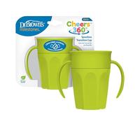 Dr. Brown's Milestones Cheers 360° Transition Cup Without Spout with Handles, Travel and Leak Proof Tumbler for Babies and Toddlers, Green, BPA Free, 200ml, 6m+