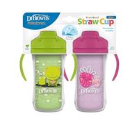 Dr. Brown's Milestones Insulated Sippy Cup with Straw and Handles, Spill-Proof Tumbler with Lid, 2-Pack, Green & Purple, 10 oz/300 mL, BPA Free, 12m+