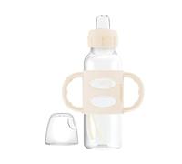 Dr. Brown's Milestones Narrow Sippy Spout Bottle with 100% Silicone Handles, Easy-Grip Handles with Soft Sippy Spout, 8oz/250mL, Ecru, 1-Pack, 6m+