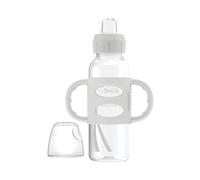 Dr. Brown's Milestones Narrow Sippy Spout Bottle with 100% Silicone Handles, Easy-Grip Handles with Soft Sippy Spout, 8oz/250mL, Gray, 1-Pack, 6m+