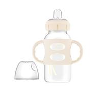 Dr. Brown's Milestones Wide-Neck Sippy Spout Bottle with 100% Silicone Handles, Easy-Grip Handles with Soft Sippy Spout, 9oz/270mL, Ecru, 1-Pack, 6m+