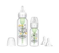 Dr Brown's Natural Flow Anti-Colic Options+ Narrow Baby Bottle, Sampler Kit, 1x 4oz/120ml Bottle & 1x 8oz/250ml Bottles with Level 1 Slow Flow Teat, Kit Also Includes 2X Level 2 Medium Flow Teats