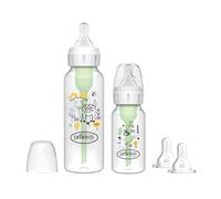 Dr Brown's Natural Flow Anti-Colic Options+ Narrow Baby Bottle, Sampler Kit, 1x 4oz/120ml Bottle & 1x 8oz/250ml Bottles with Level 1 Slow Flow Teat, Kit Also Includes 2X Level 2 Medium Flow Teats
