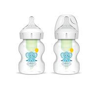 Dr Brown's Natural Flow® Anti-Colic Options+™ Wide-Neck Baby Bottle, 5oz/150ml, with Level 1 Teats, 2-Pack, Elephant