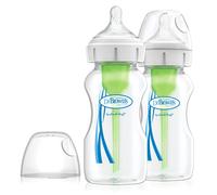 Dr Brown's Natural Flow Anti-Colic Options+ Wide-Neck Baby Bottle, 9oz/270ml, with Level 1 Teat, 2-Pack