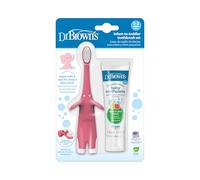 Dr. Brown's Natural Flow Infant Toothbrush, Toothpaste Combo Pack, Pink