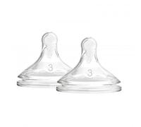 Dr Brown's Natural Flow Level 3 Wide-Neck Options Plus Teat, 2 Count (Pack of 1), Silicone, Bisphenol A Free, Infant